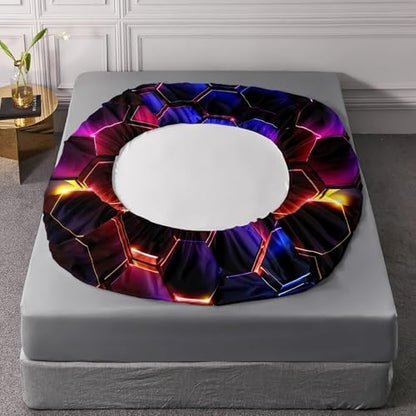 HOSIMA Geometric Hexagon Bedding Sets Full,1 Fitted Sheet+2 Pillowcases.