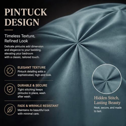 CozyLux Twin XL Comforter Set Mineral Blue, 5 Pieces Pintuck Bed in a Bag