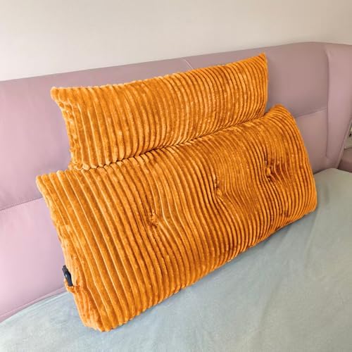 Headboard Pillow Twin, Headboard Wedge Pillow with A Long Neck Roll Pillow Body Pillow, Triangle Pillow Wedge for Reading, Working, Bed Wedge Pillow for Headboard (Brown, Twin)