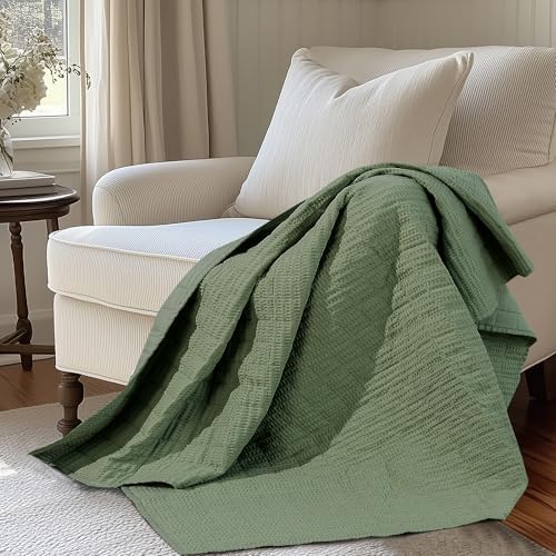 Levtex Home Cloud Waffle - Throw - Waffle Textured - Forest Green - Throw (50x60in.) - Cotton