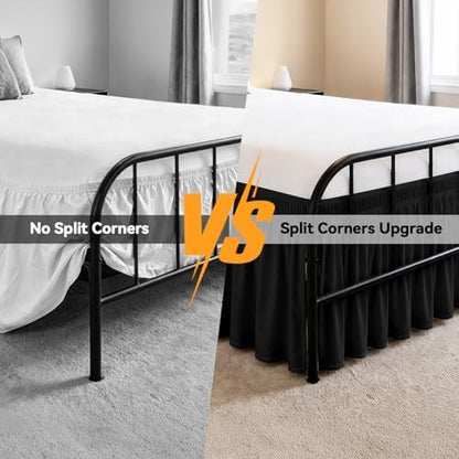 RIMELA Bed Skirt with Split Corners, King, 18 Inch Drop, Black