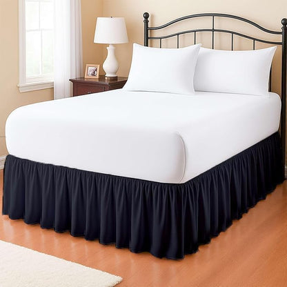 eBeddy Linens Dust Ruffle Bed Skirt Queen 14 Inch Drop – Split Corner Platform Style, 100% Microfiber, Navy Blue Solid, Tailored Fit, Wrinkle-Resistant, Hidden Storage, Hotel Luxury