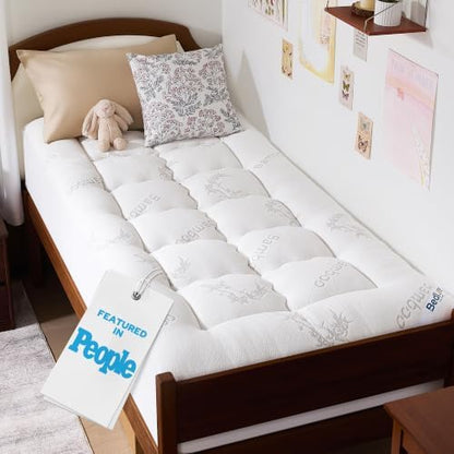 BEDLORE Twin XL Mattress Topper , Pillow Top Mattress Pad
