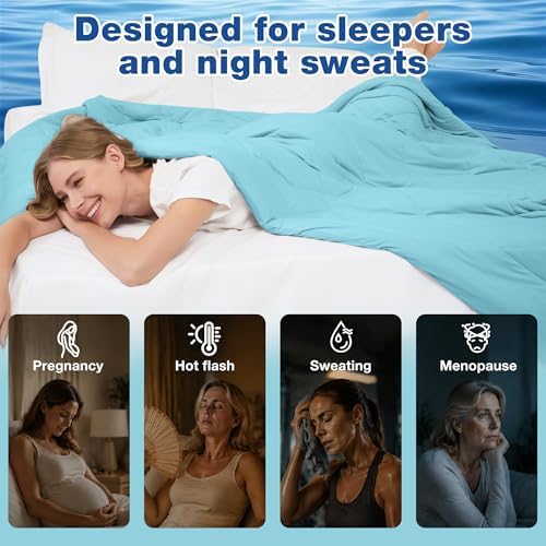 Viviland Cooling Blanket for Hot Sleepers, Cooling Comforter King Size, Breathable Lightweight Double-Sided Summer Blanket, Comfortable Soft All Season Blue 106 x 90 inches