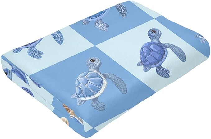 Sea Turtle Blanket Super Soft Warm Fluffy Fleece Flannel Sea Animal Throw Blanket Cozy Fuzzy Plush Stuff Bedding Blankets Gifts for Women Kids Boys Girls Adults 80"X60"