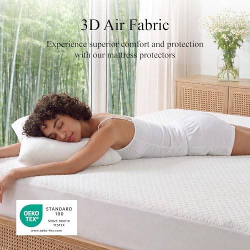 Full Size Waterproof Mattress Protector Bamboo Viscose, Soft Mattress Pad