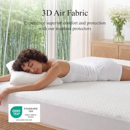 Twin Size Mattress Protector Waterproof Bamboo Rayon, 3D Air Fabric