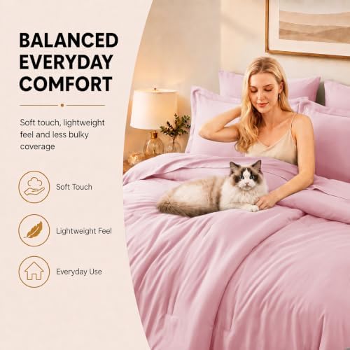 CozyLux Full Size Comforter Set Pink, 7 Pieces Bed in a Bag