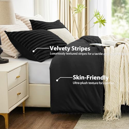 EXQ Home Fluffy Comforter Set Twin Size,2 Pieces Bed Set,Black