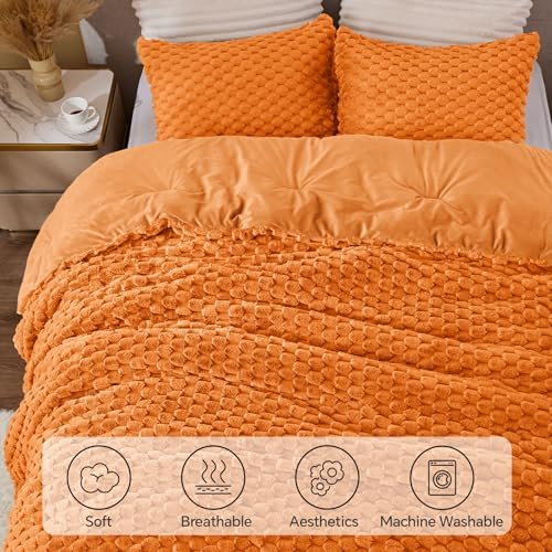 BEDELITE Fluffy Twin/Twin XL Comforter Set, Burnt Orange Bed Set 2 Pieces