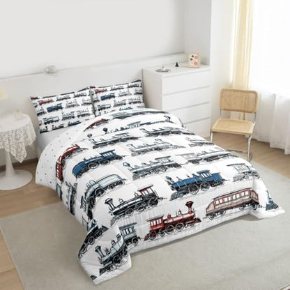 Feelyou Retro Train Comforter Set Twin Size 2 Pcs Kids Boys Girls