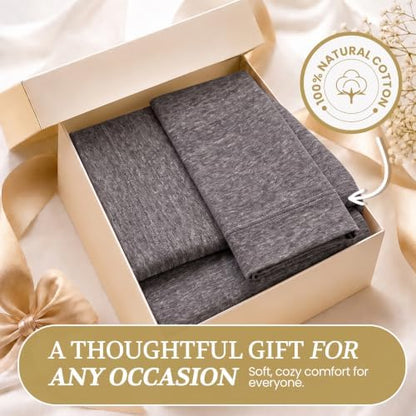 Twin XL Cotton Knit Jersey Sheet Set, 15" Deep Pocket,Heather Grey, 3pc