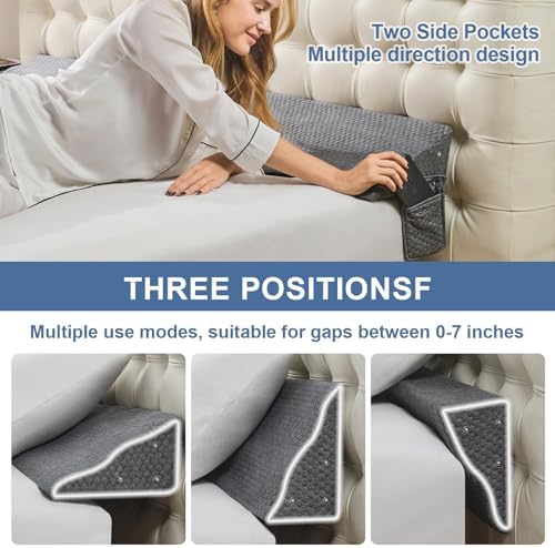 Yojoker Twin Size Bed Wedge Pillow for Headboard Gap Filler,39x10x6,Gray