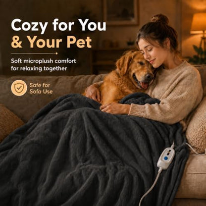 Electric Heated Blanket 84"x90" Queen Size, Iron Grey
