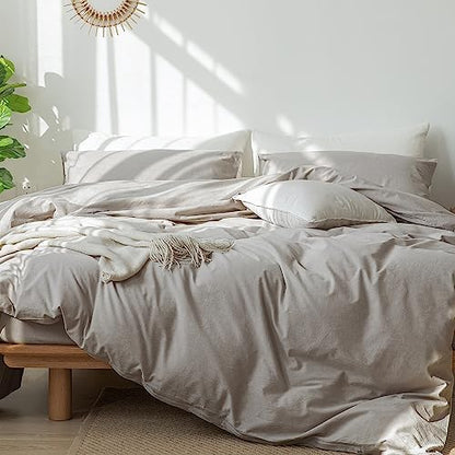MooMee Duvet Cover Set 100% Washed Cotton Linen Like Oversized King Plus
