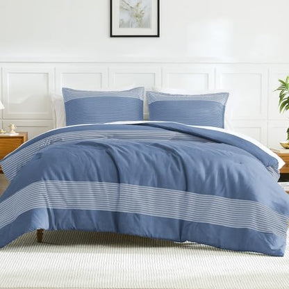 Litanika Oversized King Comforter Set - 3 Pieces Stripe Bed Set
