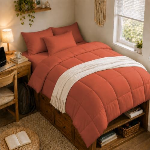 Anluoer Twin Comforter Set, 5 Piece Bed in a Bag Twin Bedding Sets