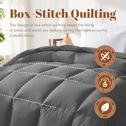Cosybay Feather and Down Fiber Comforter Insert Twin, 100% Cotton Cover