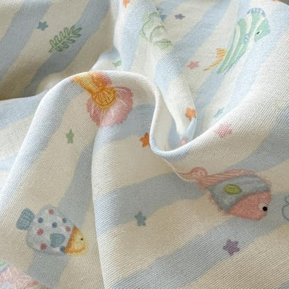 VM VOUGEMARKET Cute Fish Duvet Cover Set Queen,Blue Striped