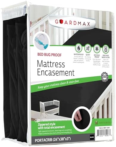 Guardmax Portacrib Mattress Protector Zippered, Bed Bug Mattress Cover