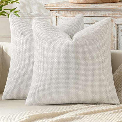 MIULEE Decorative Couch Throw Pillow Covers 18x18 in Pure White 2 Pack