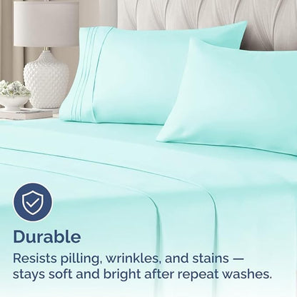 King Standard Pillow Cases Set of 2 - Soft Hotel Quality Pillowcase Covers - Comfy, Cozy and Fade Free - Wrinkle Resistant - Machine Washable Pillow Protectors - 2 Piece Set - King Standard Spa Blue