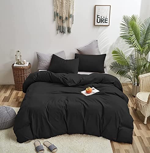 Wellboo Black Comforter Sets Cal King Solid Black Bedding All Seasons Bed