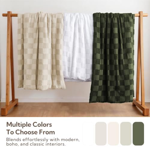 MR&HM 7 Pieces Comforter Set Full, Checkered Boho Tufted Bed Set Linen