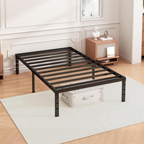 Hafenpo 16 Inch Twin Bed Frame, Under Bed Storage, Black