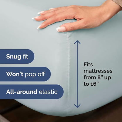 Bulk Case Pack of 12 Sheet Sets - (12) Complete Cal King Size Sheet Sets w/ Deep Pockets - Wholesale Bulk Bedding for Hotels, Spas & Airbnbs - Breathable, Soft & Wrinkle Free - (Cal King, Ice Blue)