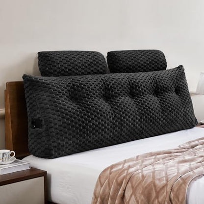 EUHAMS Headboard Pillow Queen with Neck Roll, Triangular Backrest Pillow