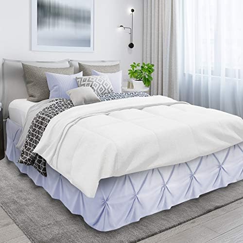 Premium Nestle Microfiber Bed Skirt - Pinch Pleat, 14" Drop, Hotel Quality, Full Size, Ice Blue