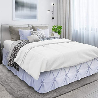 Premium Nestle Microfiber Bed Skirt - Pinch Pleat, 14" Drop, Hotel Quality, Full Size, Ice Blue