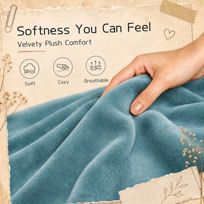 ReyyNio Electric Heated Blanket Queen Size 84"x90", Dual Controllers, Teal