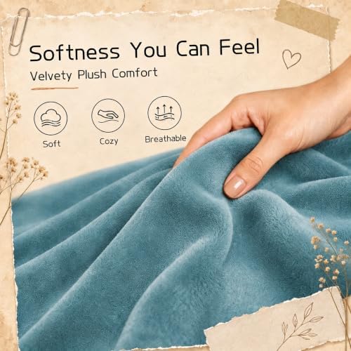 ReyyNio Electric Heated Blanket Throw Size 50"x60", 3H Auto-Off, Teal