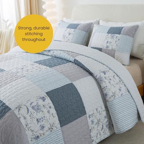 SLPR - Coastal Dream Cotton Quilt Set, Patchwork Bedding, Queen and 2 Shams