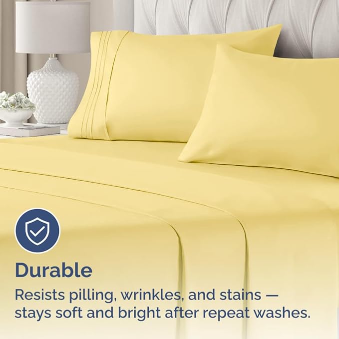 King Standard Pillow Cases Set of 2 - Ultra-Soft Hotel Quality Pillowcase Covers - Comfy, Cozy & Fade Free - Wrinkle Resistant - Machine Washable Pillow Protectors - 2 Piece Set - Yellow
