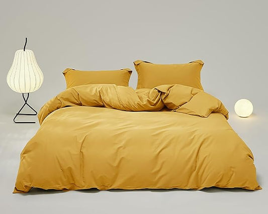 Houseri Mustard Yellow Comforter Set King Dark Yellow Comforter Bedding Sets for Women Girls Mustard Comforter Ginger Quilt King Size Blanket Boys Men Deep Yellow Bedding Comforters Sets King