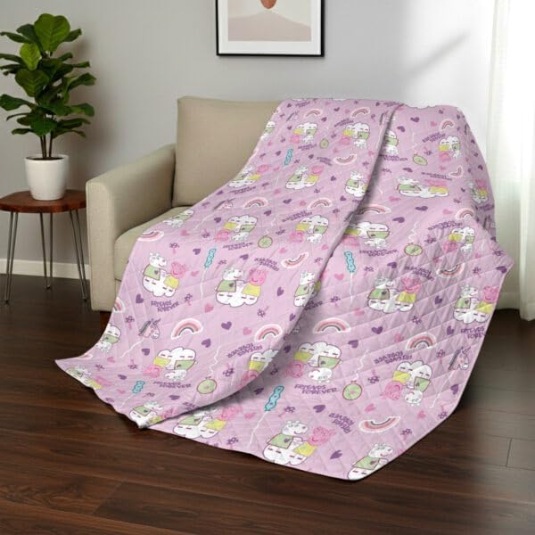Peppa Pig Fairgrounds Quilted Throw Blanket – Soft Blanket for Kids Featuring Peppa Pig, Lightweight Bedding for Bed, Couch, or Sleepovers, 60 x 80 Inches