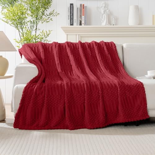 Red Throw Blanket - Soft & Fluffy Fleece, Cute & Aesthetic, Perfect for Sofa, Couch, Chair, Bed, Living Room & Bedroom, All-Season Use, Plush & Cozy Decorative Blanket 50x60