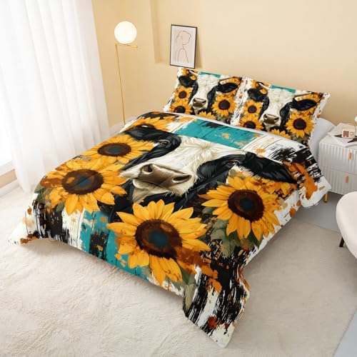 QOOMO Cow Kids Comforter Set Full Size