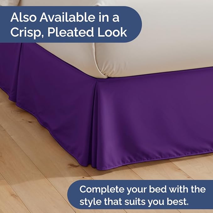 Bedskirt Twin Size Ruffle - 18 inch Drop Dust Ruffle Bed Skirt with Platform - Ultra-Soft, Easy Fit, Premium Hotel Quality - Wrinkle, Fade & Shrink Resistant - for Women, Men, Kids and Teens - Purple