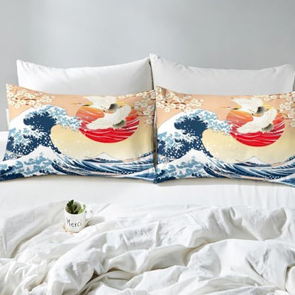 Feelyou Japanese Wave Duvet Cover Twin Size Boys Girls Teens