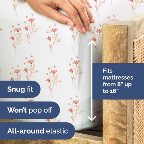 Twin 4 Piece Floral Sheet Set - Soft, Breathable & Cooling - Wildflower