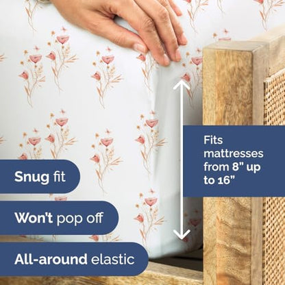 Twin 4 Piece Floral Sheet Set - Soft, Breathable & Cooling - Wildflower