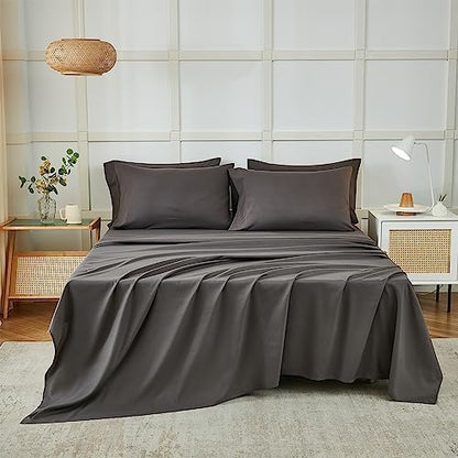ILAVANDE King Size Sheets Set 6 Piece,Hotel Luxury Super Soft 1800 Series Microfiber Grey Bed Sheets King Set-Wrinkle Free & Breathable-14 Deep Pocket Sheets for King Size Bed(King,Neutral Grey)