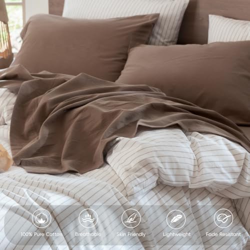 MooMee Sheet Set 100% Washed Cotton Linen-Like Extra Deep Pocket King