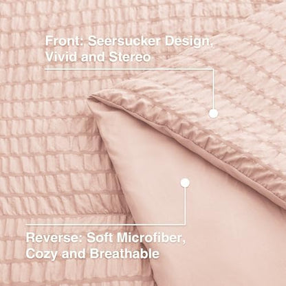 Love's cabin Seersucker Pink Queen Comforter Set