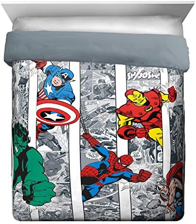 Marvel Comics Avengers Queen Comforter Set 7 Piece Soft Boys Bedding, Multi