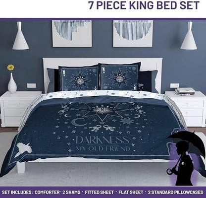 Wednesday Addams King Comforter Set 7 Piece Bedding for Girls, Blue